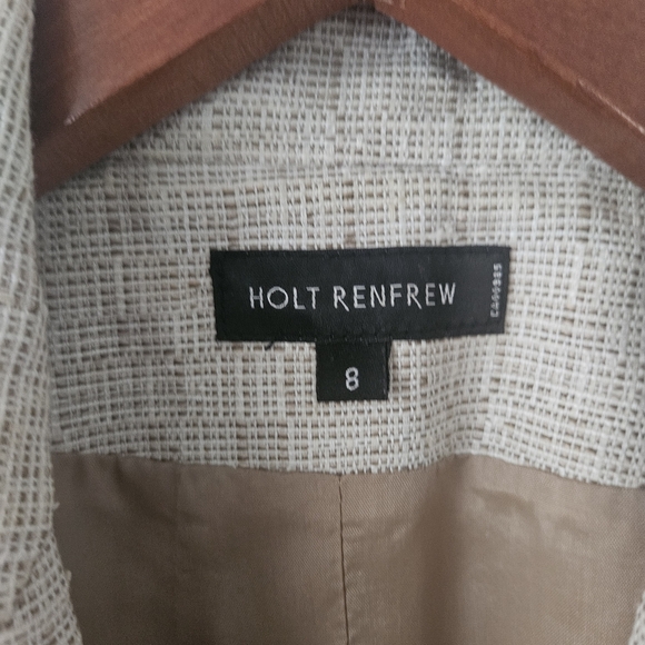 Holt Renfrew Cream/Brown Tweed Blazer Size 8 - Picture 7 of 10